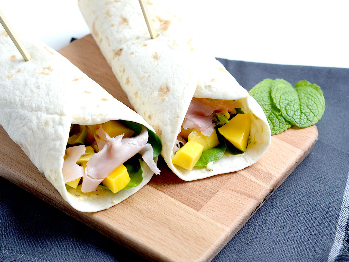 Wraps met mango, avocado en munt