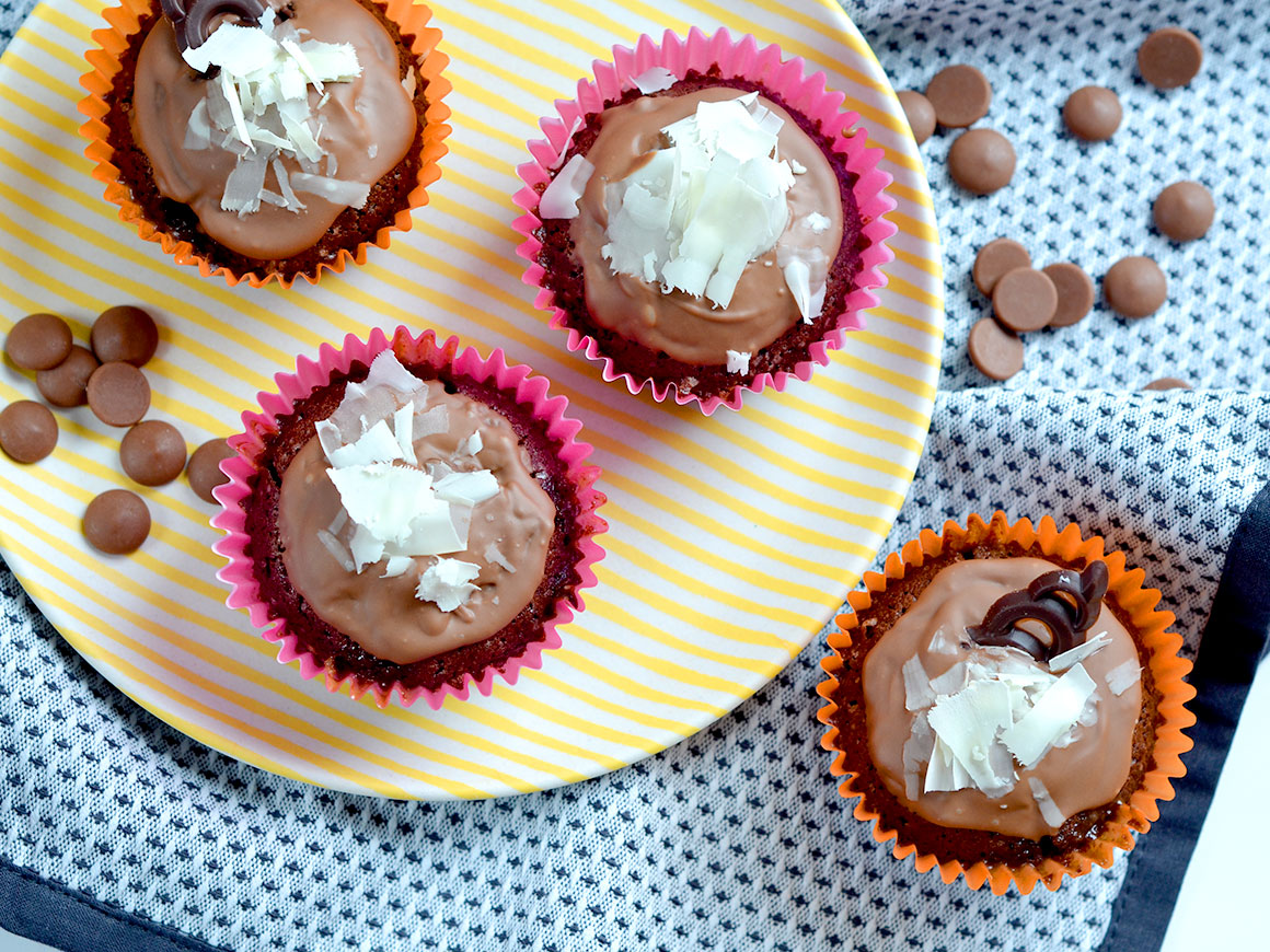 Chocoladecupcakes met karamel