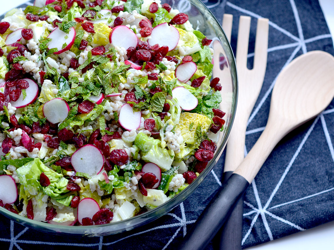 Parelgort salade met radijs en munt