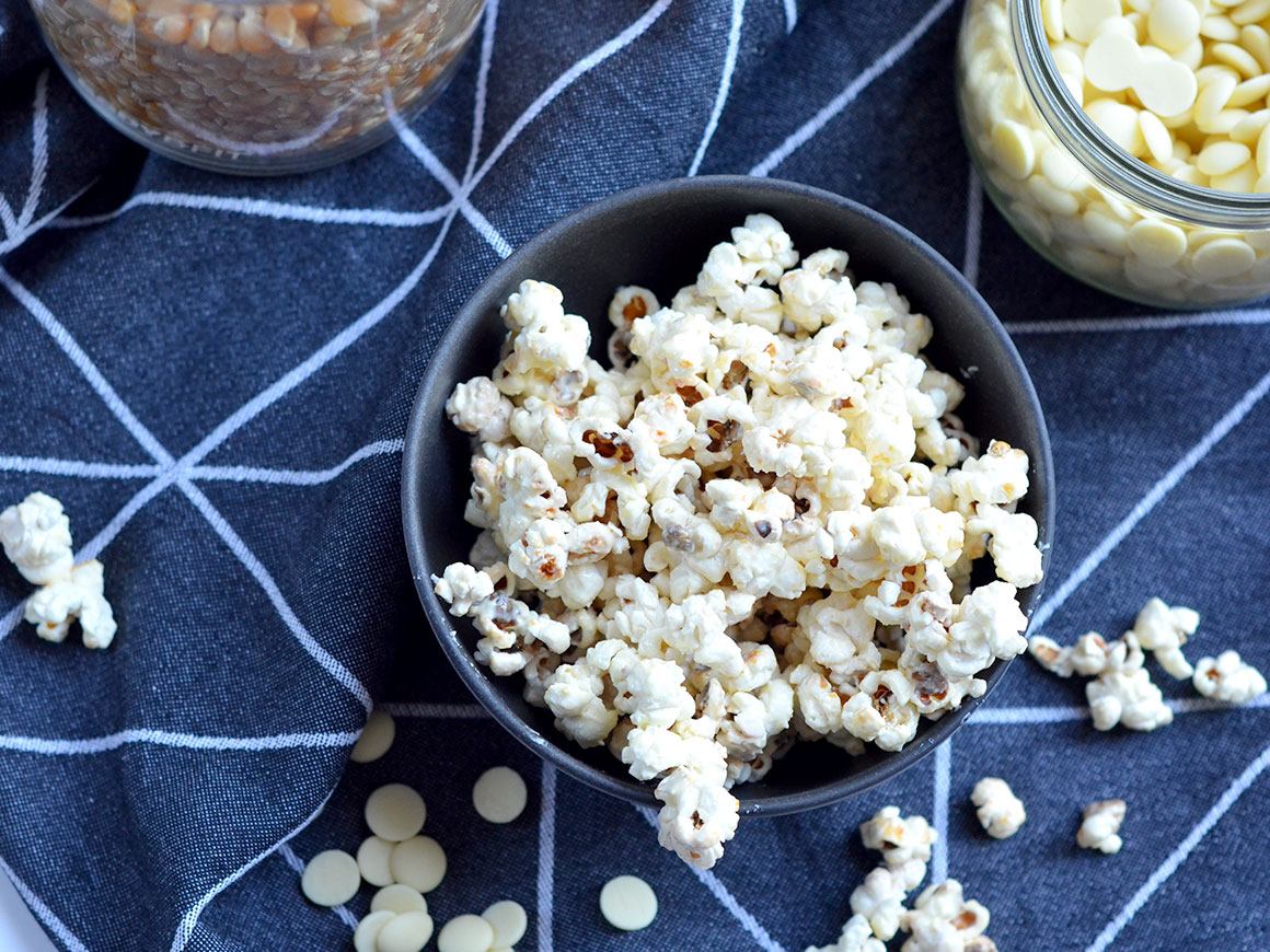 Popcorn met witte chocola