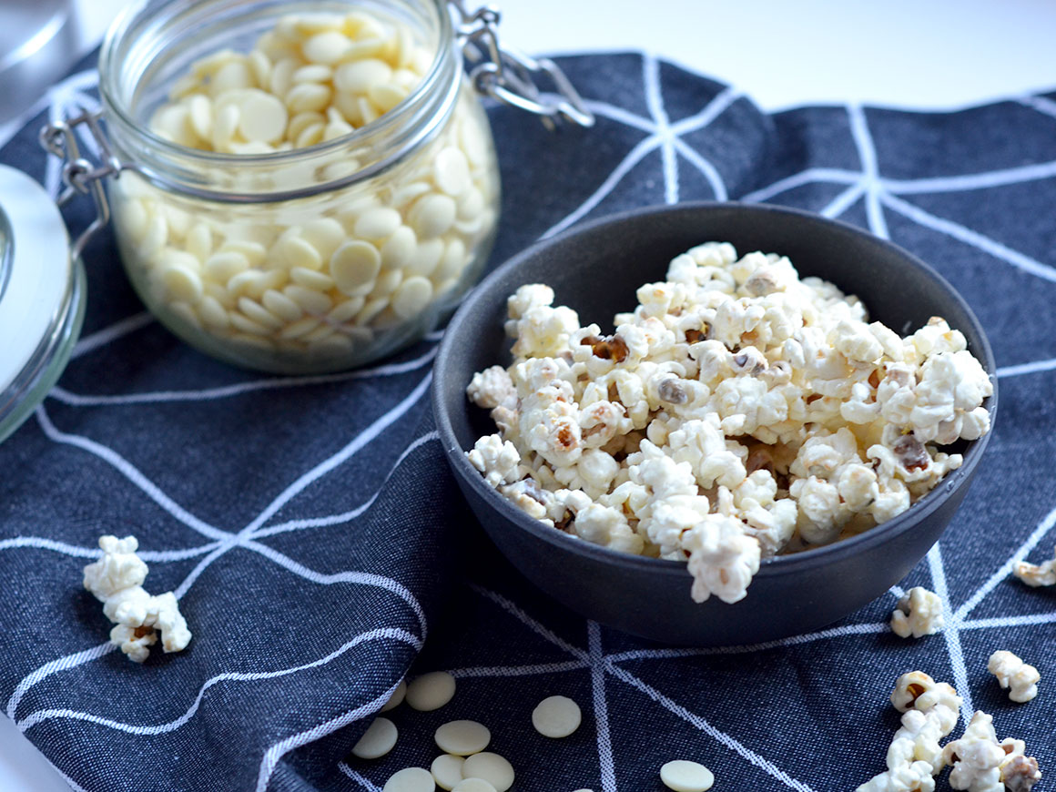 Popcorn met witte chocola