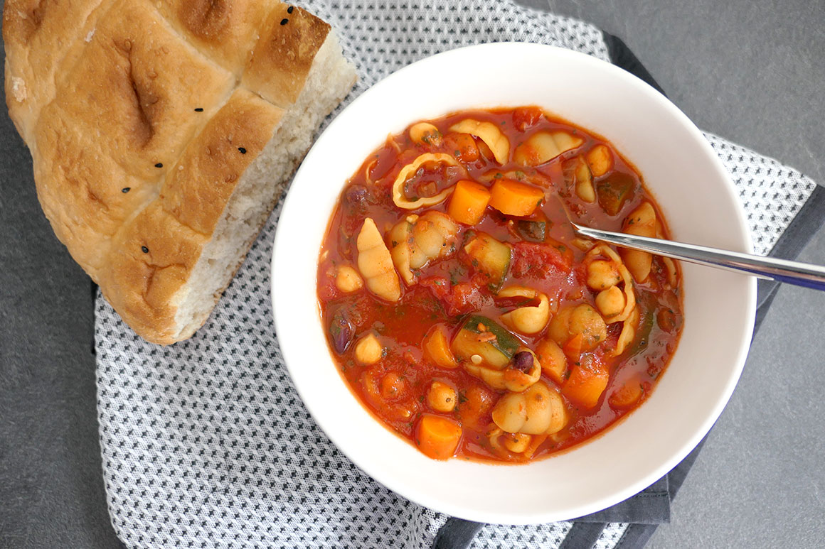 Goedgevulde minestronesoep (vegan)