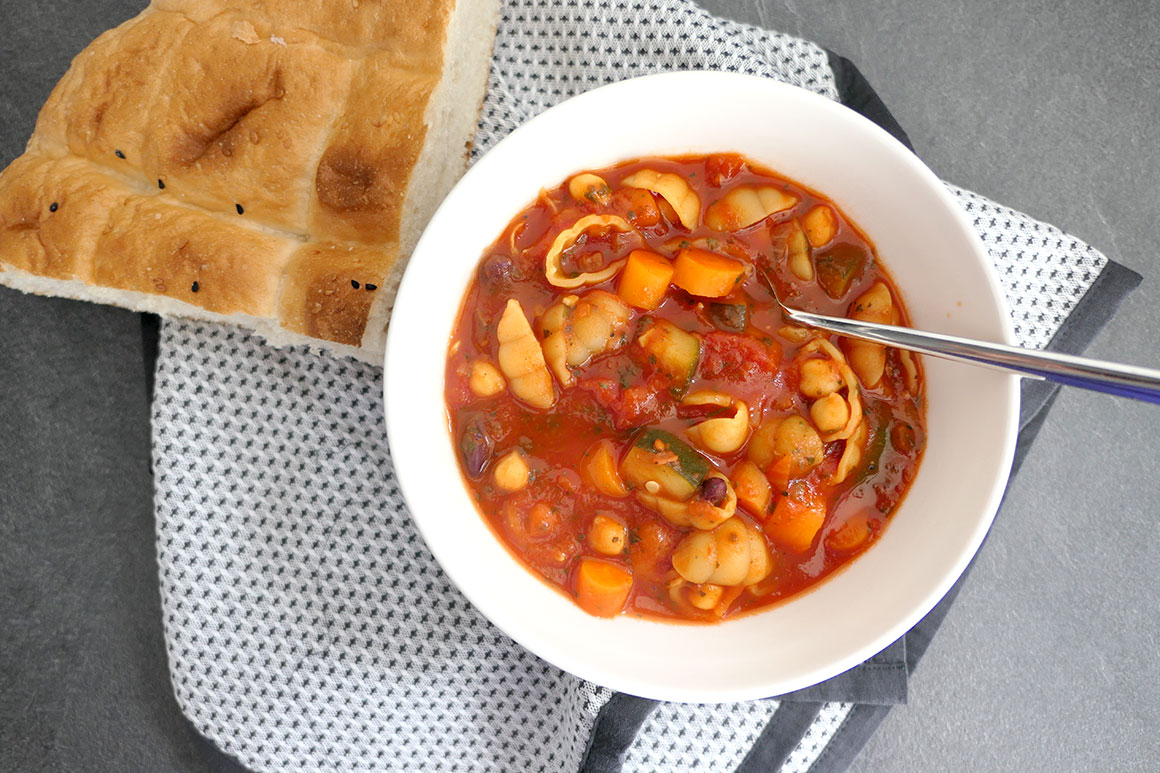 Goedgevulde minestronesoep (vegan)