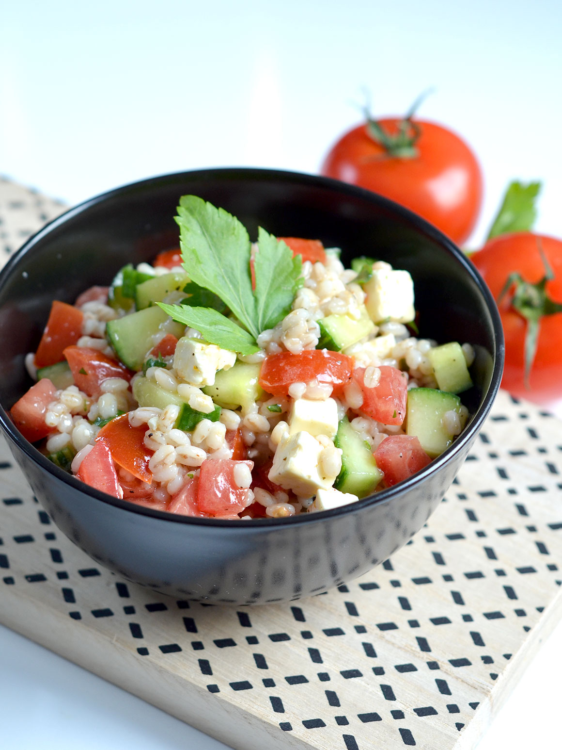 Salade met parelgort en feta